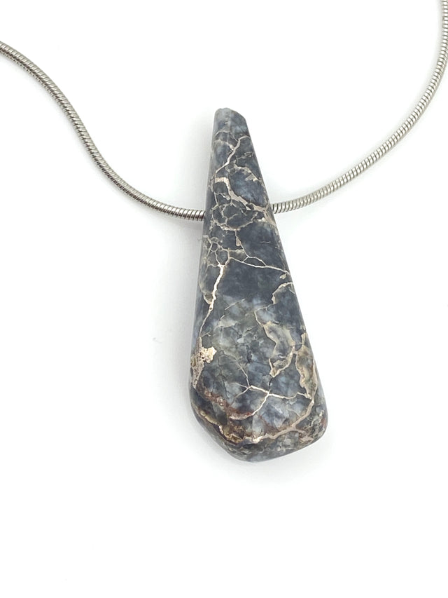 Grey Quartz with Silver Veins Pendant Necklace