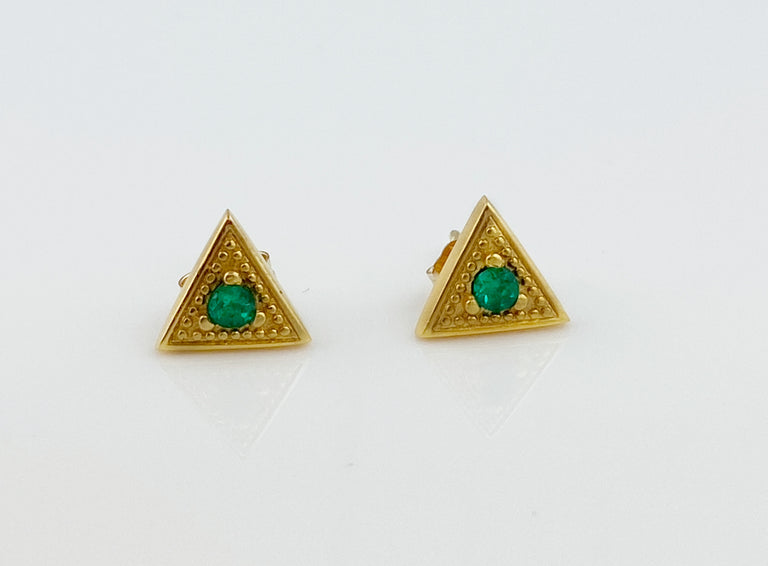 Emerald Triangle Stud Earrings