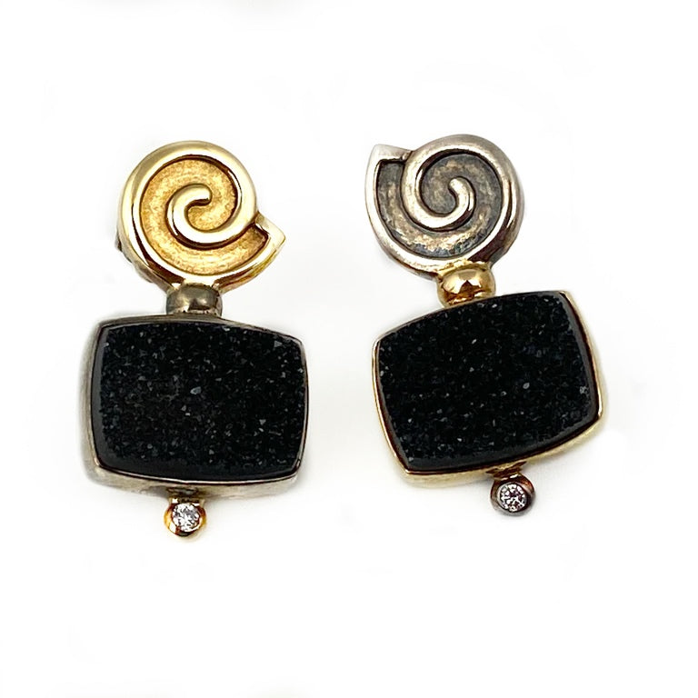 Black Druzy Earrings