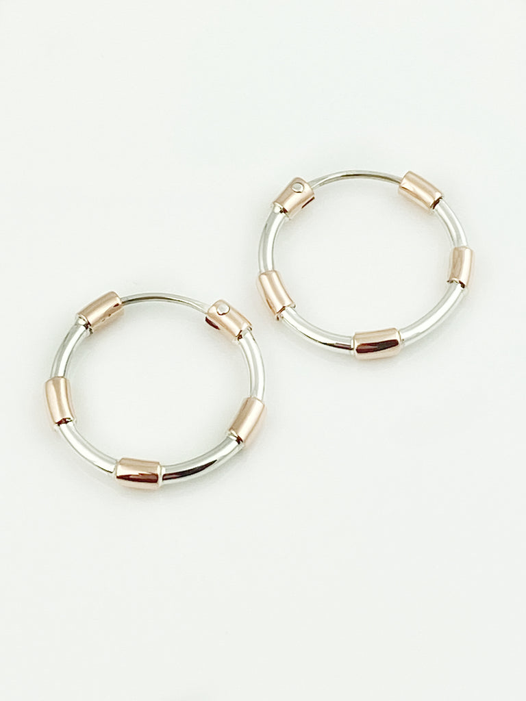 Mini Copper-Banded Hoop Earrings