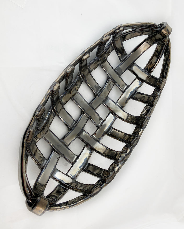 Metallic Luster Ceramic Lattice Basket