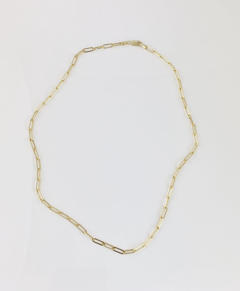Gold Paper Clip Chain Necklace