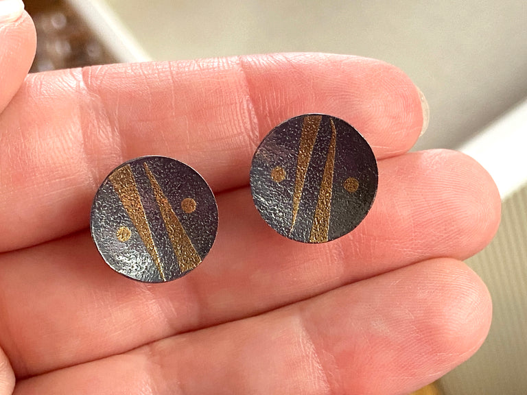 Small Dots + Double Stripe Dish Post Earrings