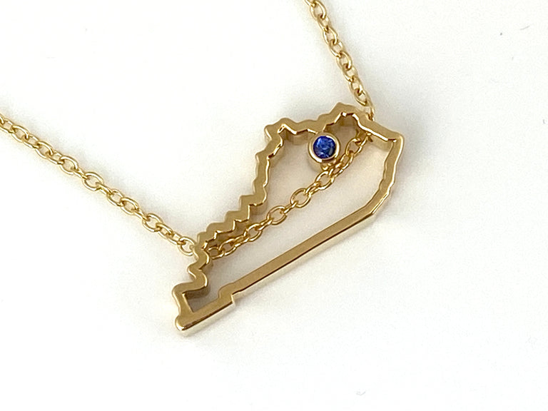 Gold Plated Kentucky Pendant Necklace w/Sapphire