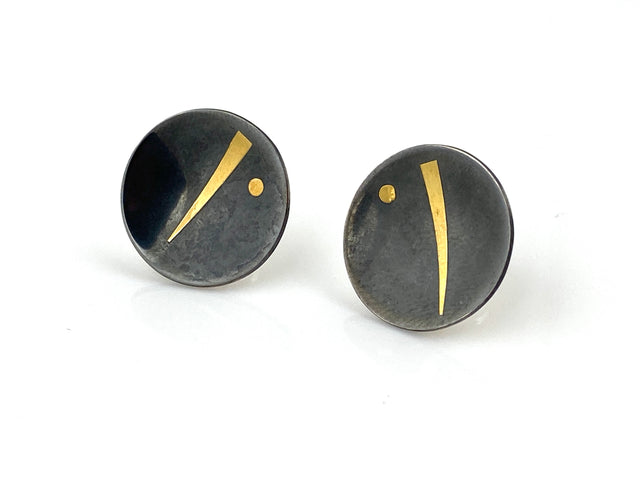 Small Dot+ Stripe Dish Post Earrings