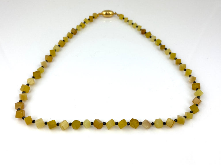 Yellow Opal + Black Spinel Necklace