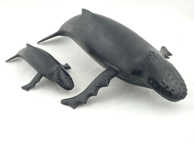 Basalt Humpback Whale Carvings Pair