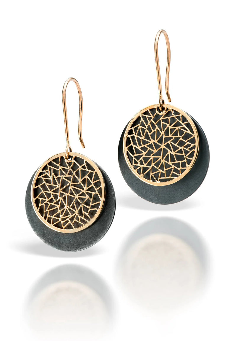 Gold Two-Tone Round Earrings
