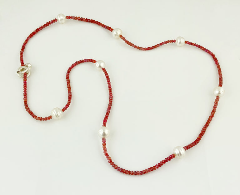 Red Spinel & South Sea Circle Pearl Necklace