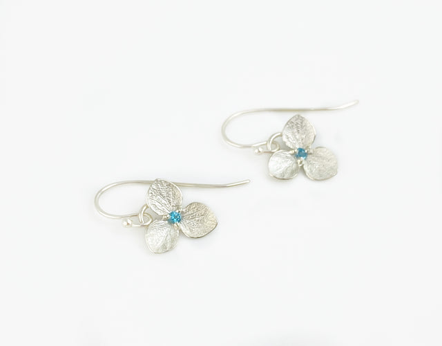 3-Petal Flower Earrings with Blue Topaz