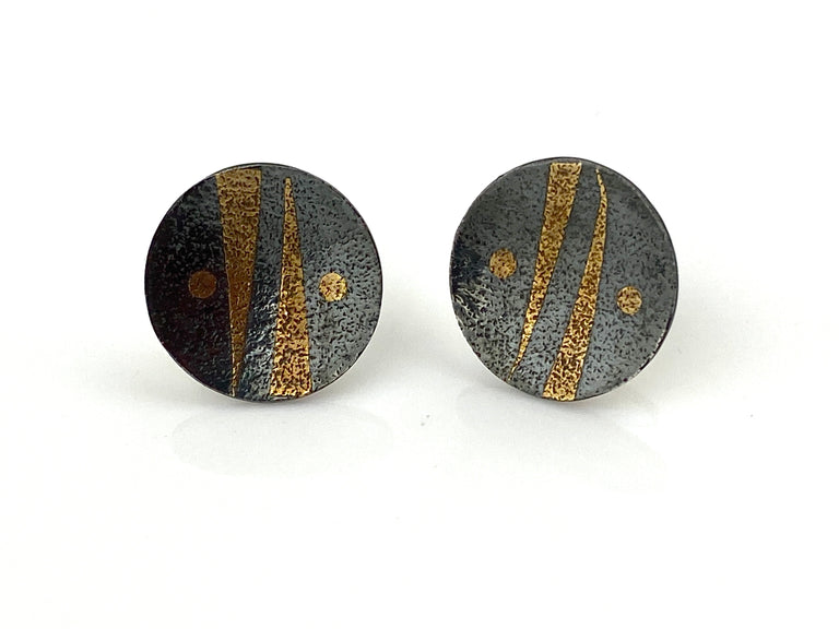 Small Dots + Double Stripe Dish Post Earrings