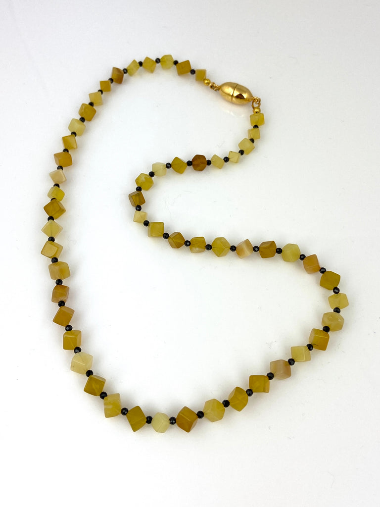 Yellow Opal + Black Spinel Necklace