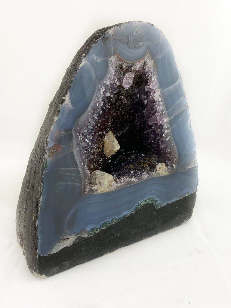 Small Amethyst Geode with Calcite Spikes