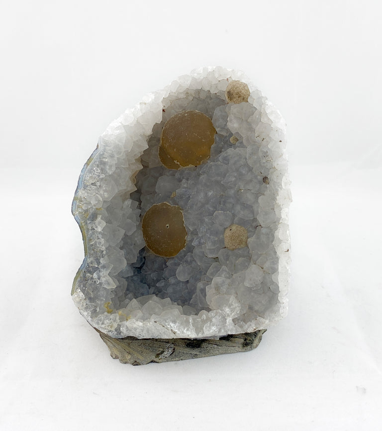 Hemispherical Fluorite in Grey Quartz Geode