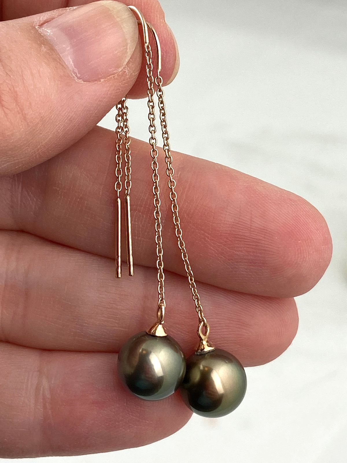 Tahitian Pearl Threader Earrings