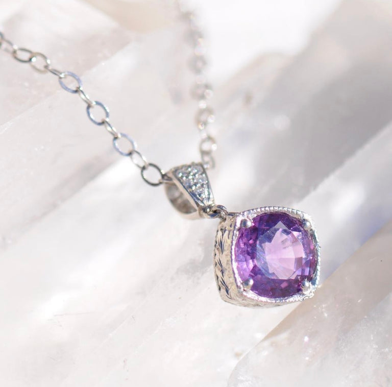 Purple Sapphire Pendant Necklace