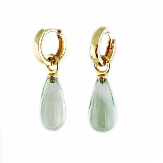 Smooth Green Quartz Drop Earring Charms