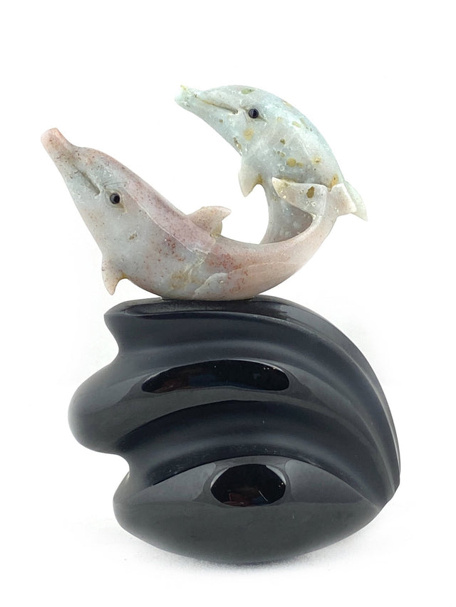 Rocking Dolphin Pair Carving