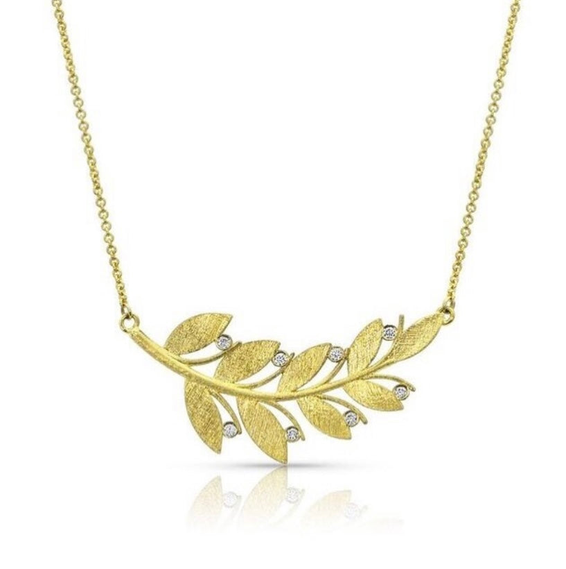 Laurel Leaf Branch Pendant Necklace