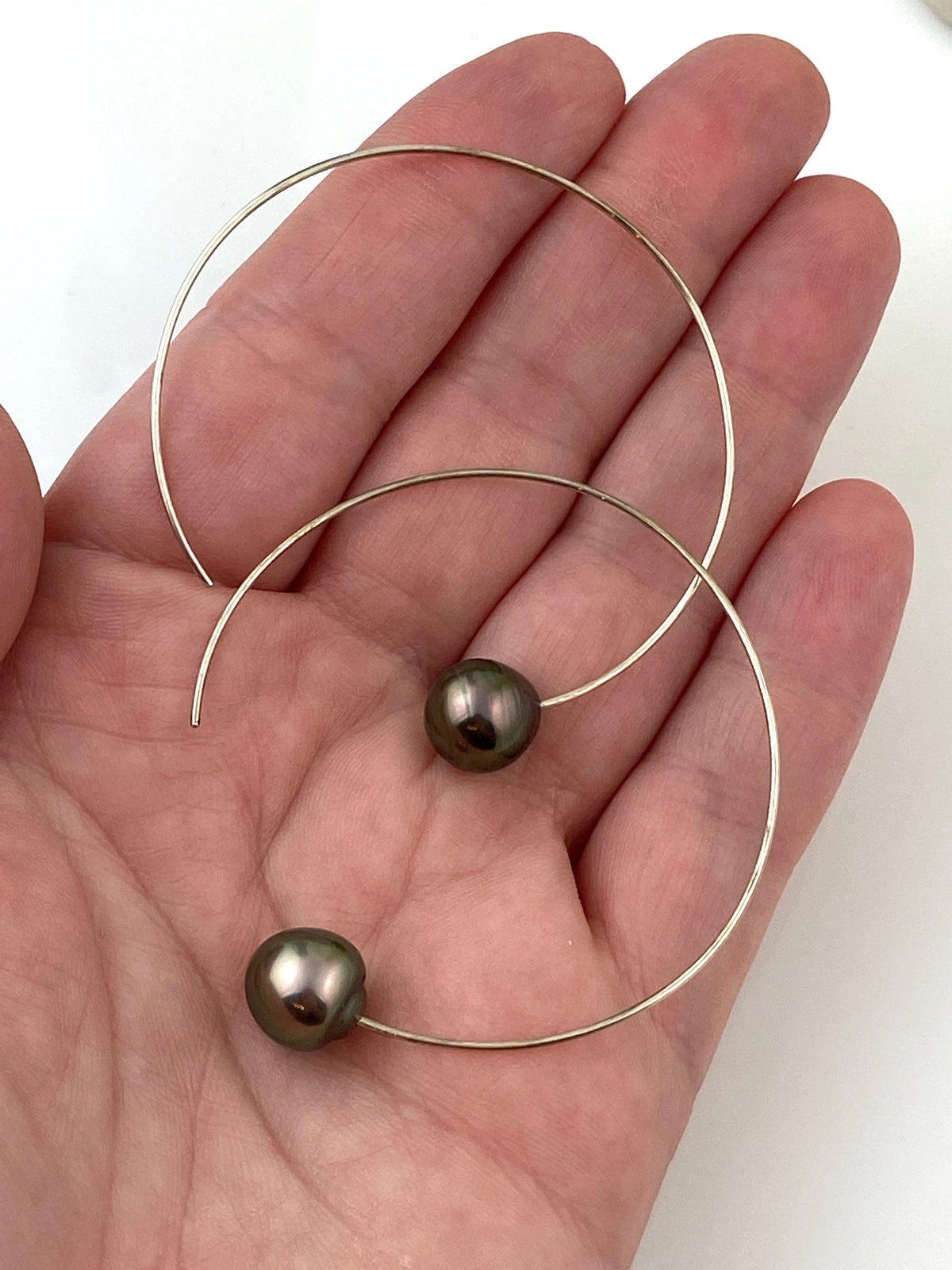 Tahitian Pearl Demi Hoop Earrings