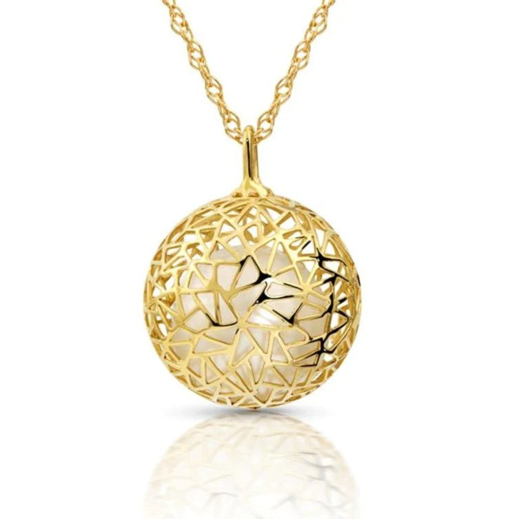 Gold + South Seal Pearl Bubble Pendant Necklace