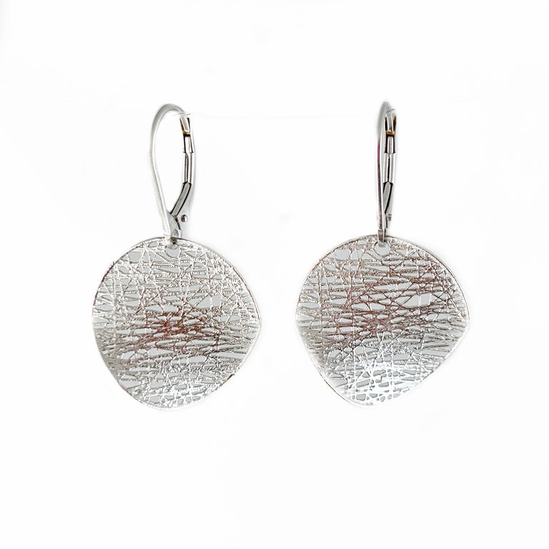 Small White Gold Circle 'Chip' Earrings