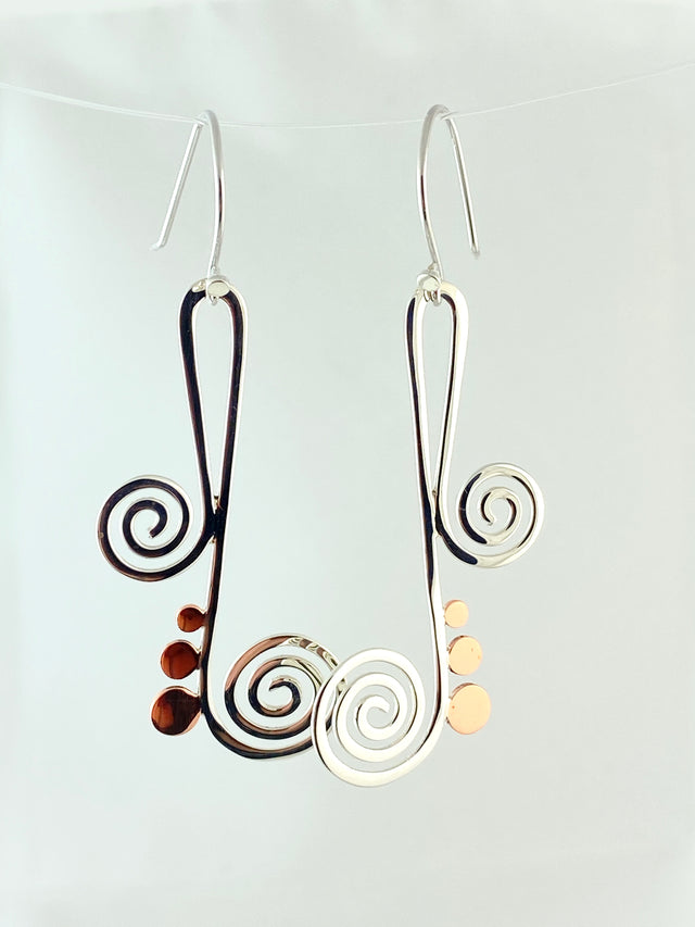 Silver + Copper Swirl Earrings