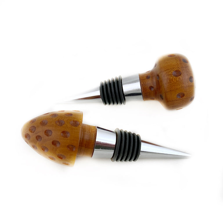 Decorated Cherry Wood Wine Bottle Stoppers