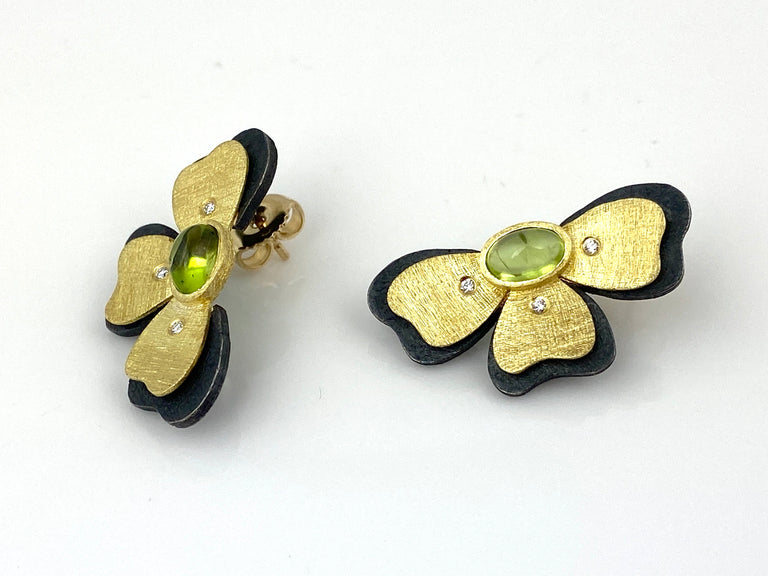 Peridot Half-Flower Earrings