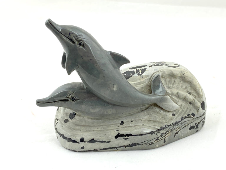Jasper Dolphin Pair Carving