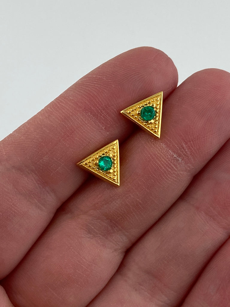 Emerald Triangle Stud Earrings