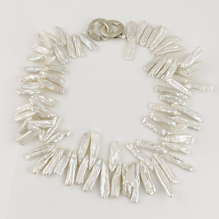 White Feather Pearl Necklace